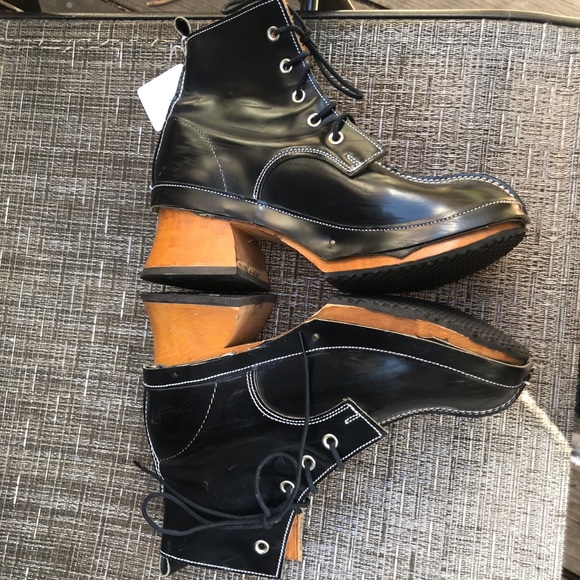 John Fluevog tie heel boots goth Sz 5 - Picture 9 of 14